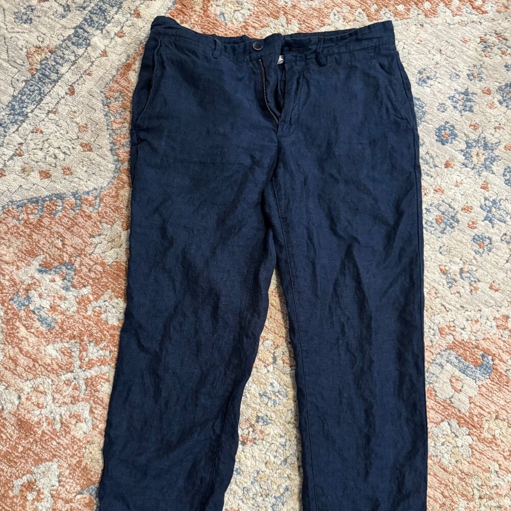 Mango Mens Slim Linen Pants